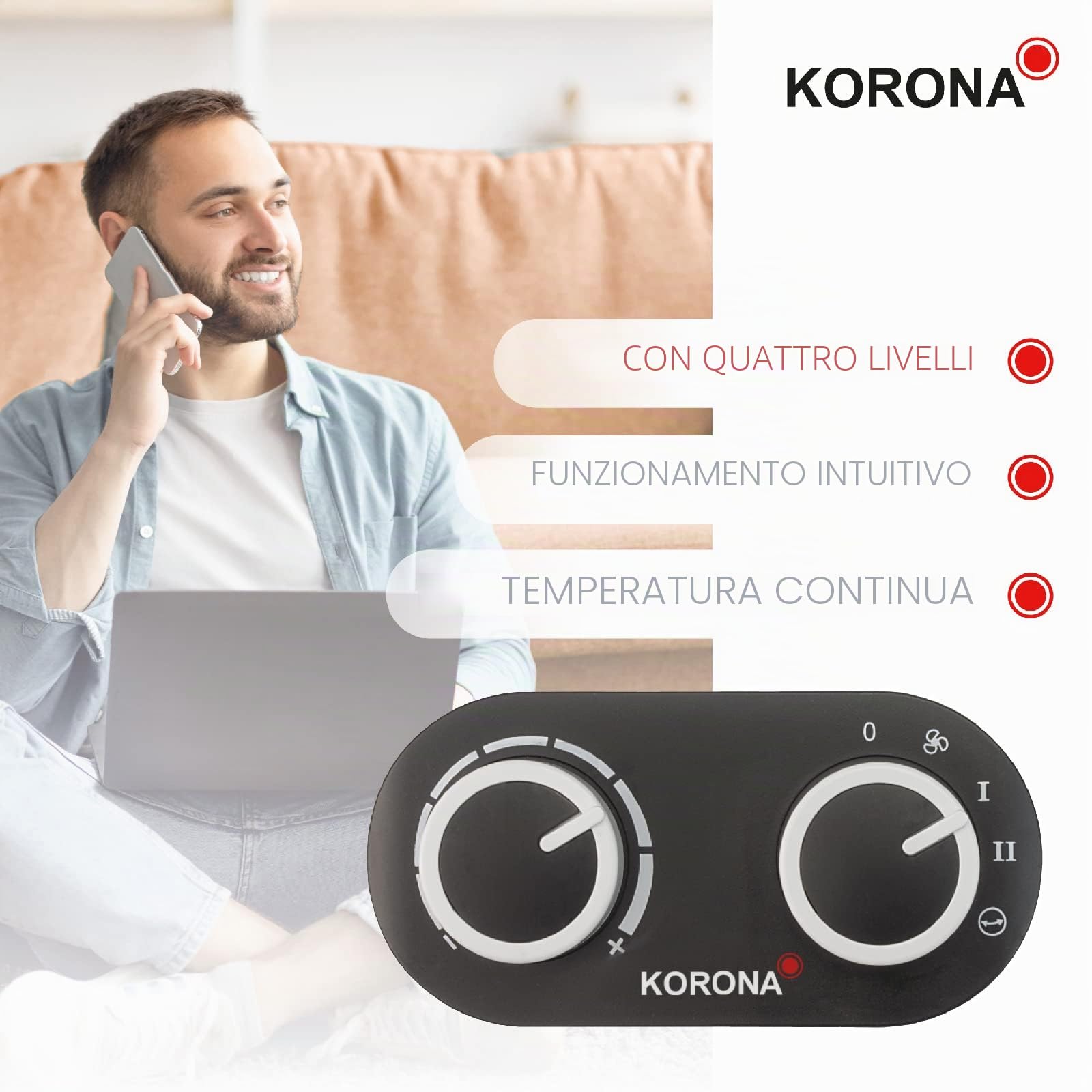 Korona 60001 mini termoventilatore ceramico 1500W oscillante