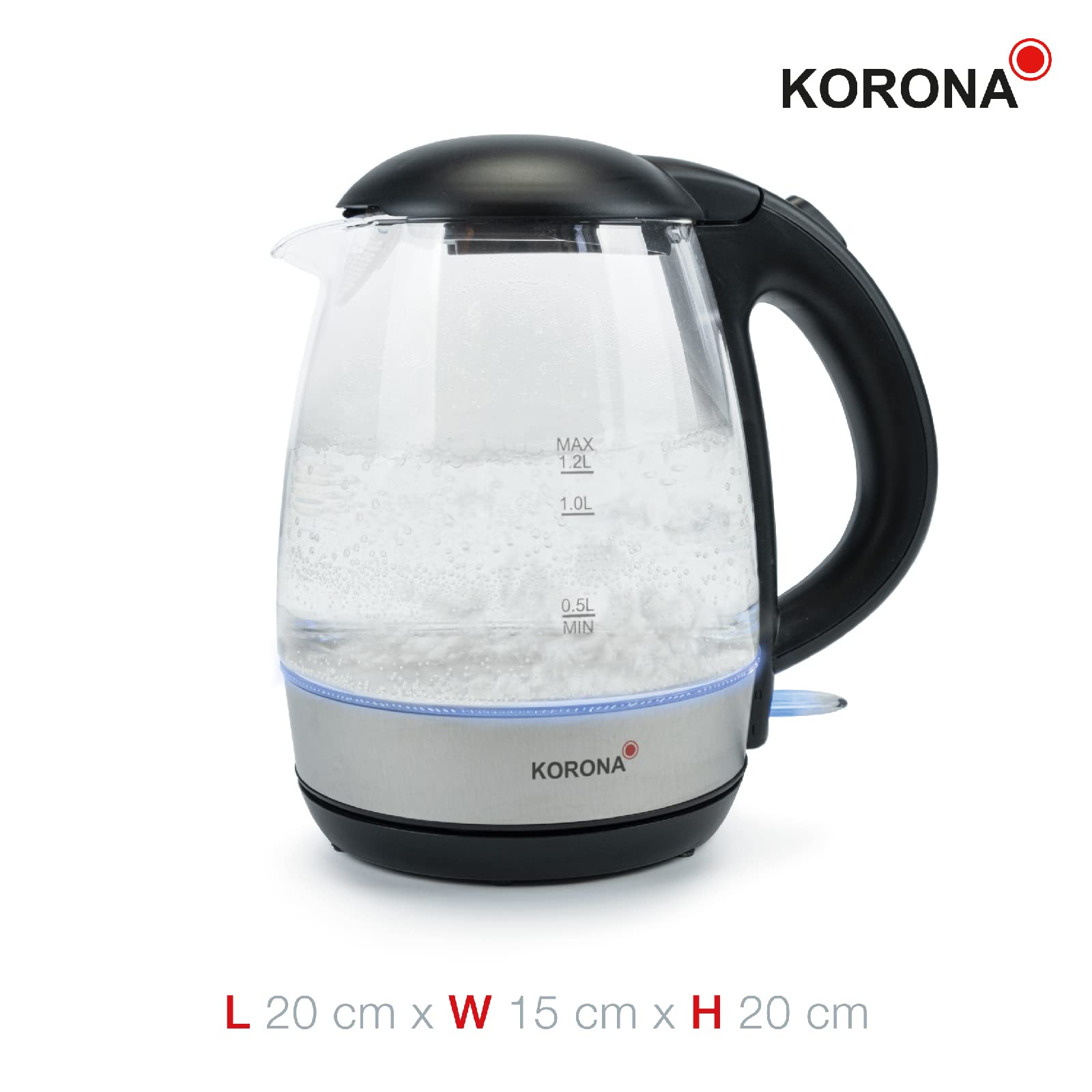 Korona 20608 Bollitore Vetro 1,2 L LED Blu