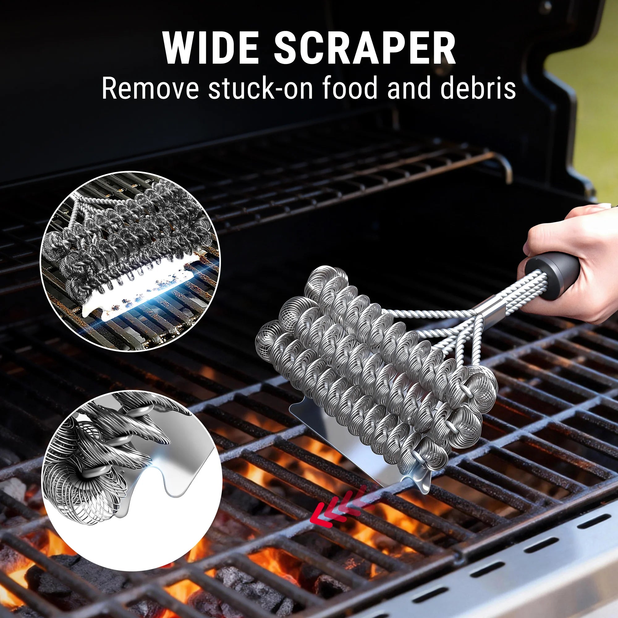 TempPro AGT300 Spazzola Grill Elica Senza Setole Raschietto