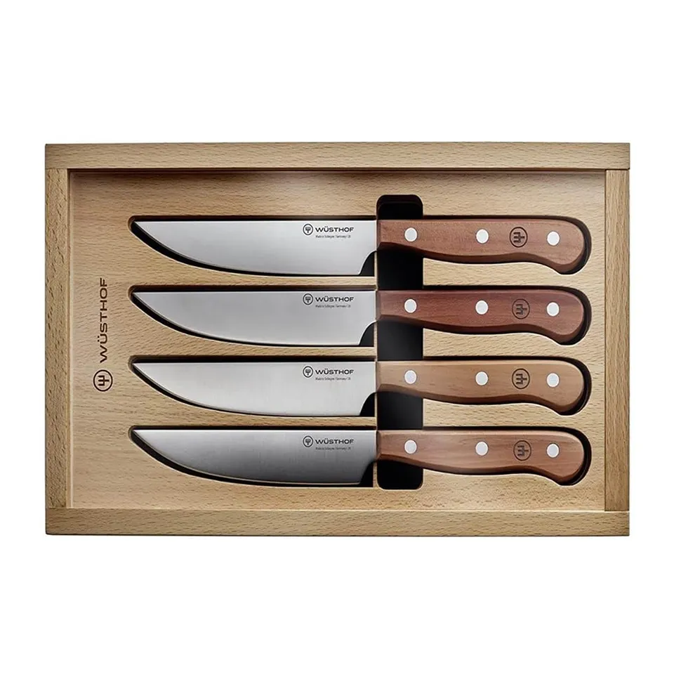 Wüsthof Set 4 Coltelli Bistecca 12cm Legno Faggio