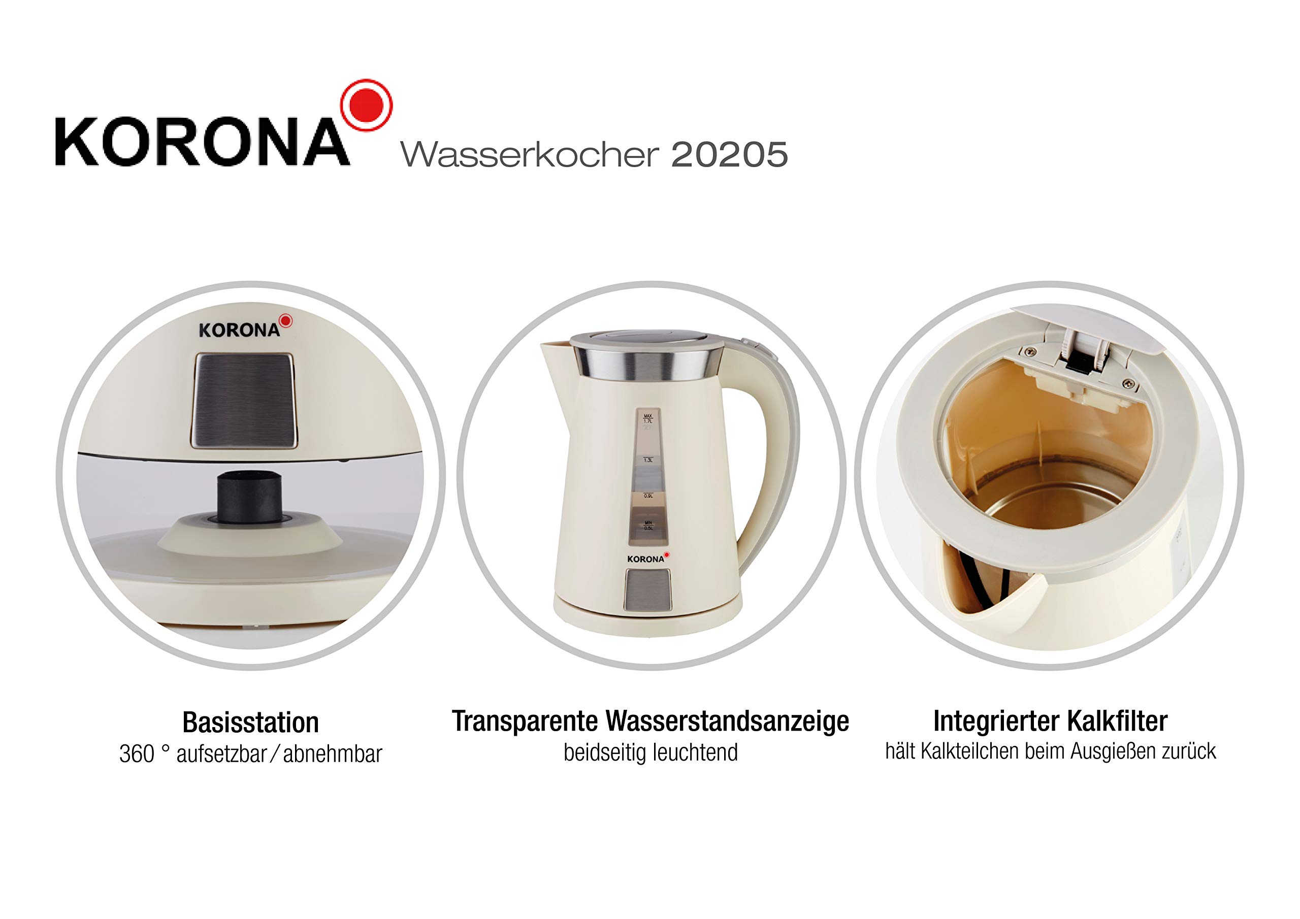 Korona 20205 bollitore elettrico 1,7 L grigio 2200 W