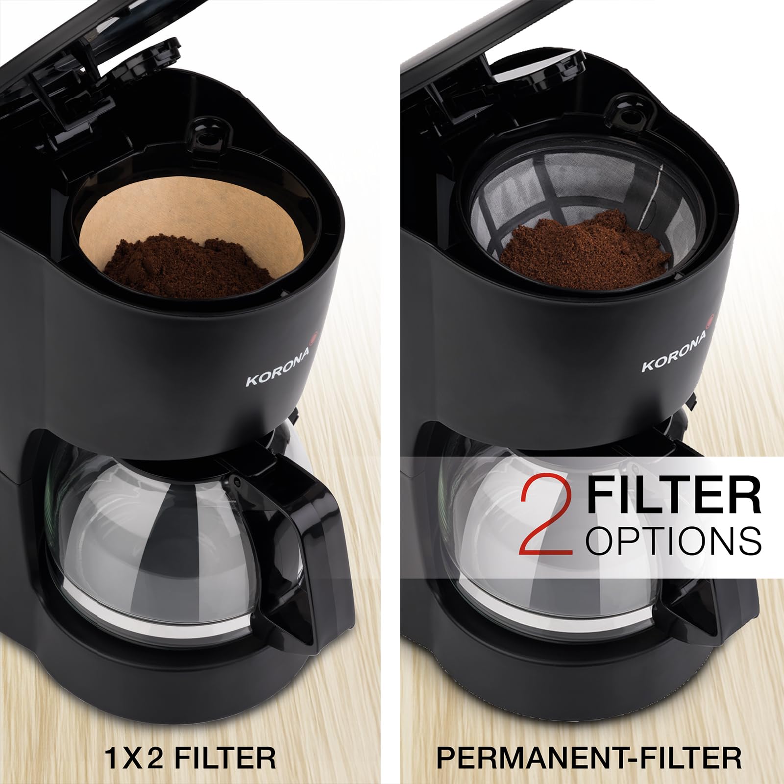 Korona 12011 Macchina Caffè Filtro Nero 5 Tazze 600W