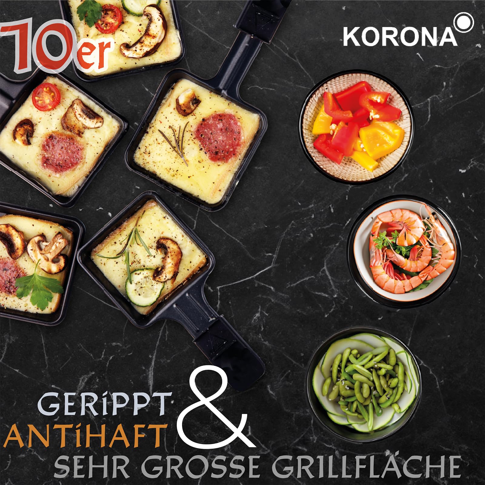 Korona 45060 Raclette 10 Persone 1500 W Antiaderente