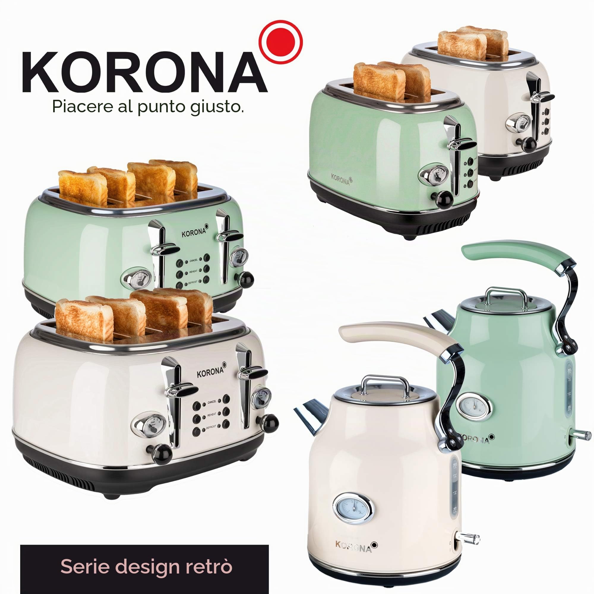 Korona 21676 Tostapane 4 Fette Crema con Scongelamento