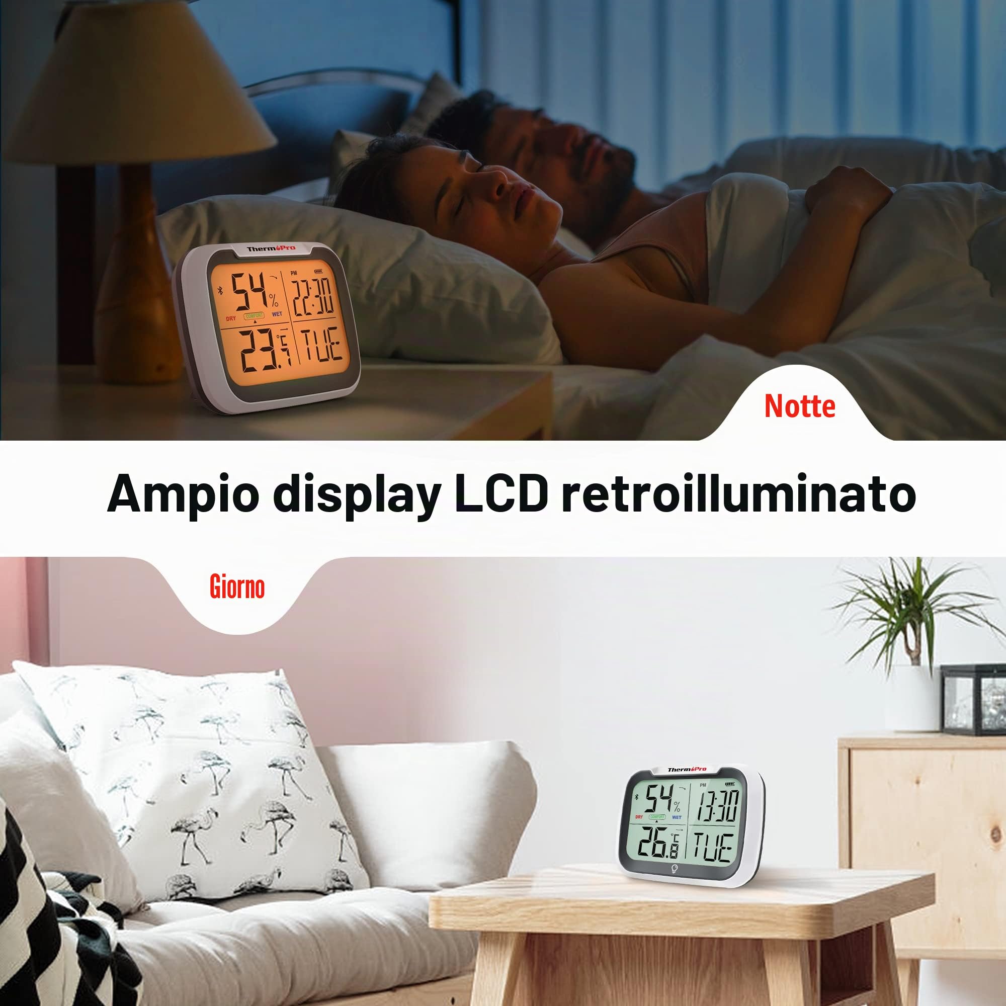 ThermoPro TP393 Termometro Ambiente Arancia Retroilluminato