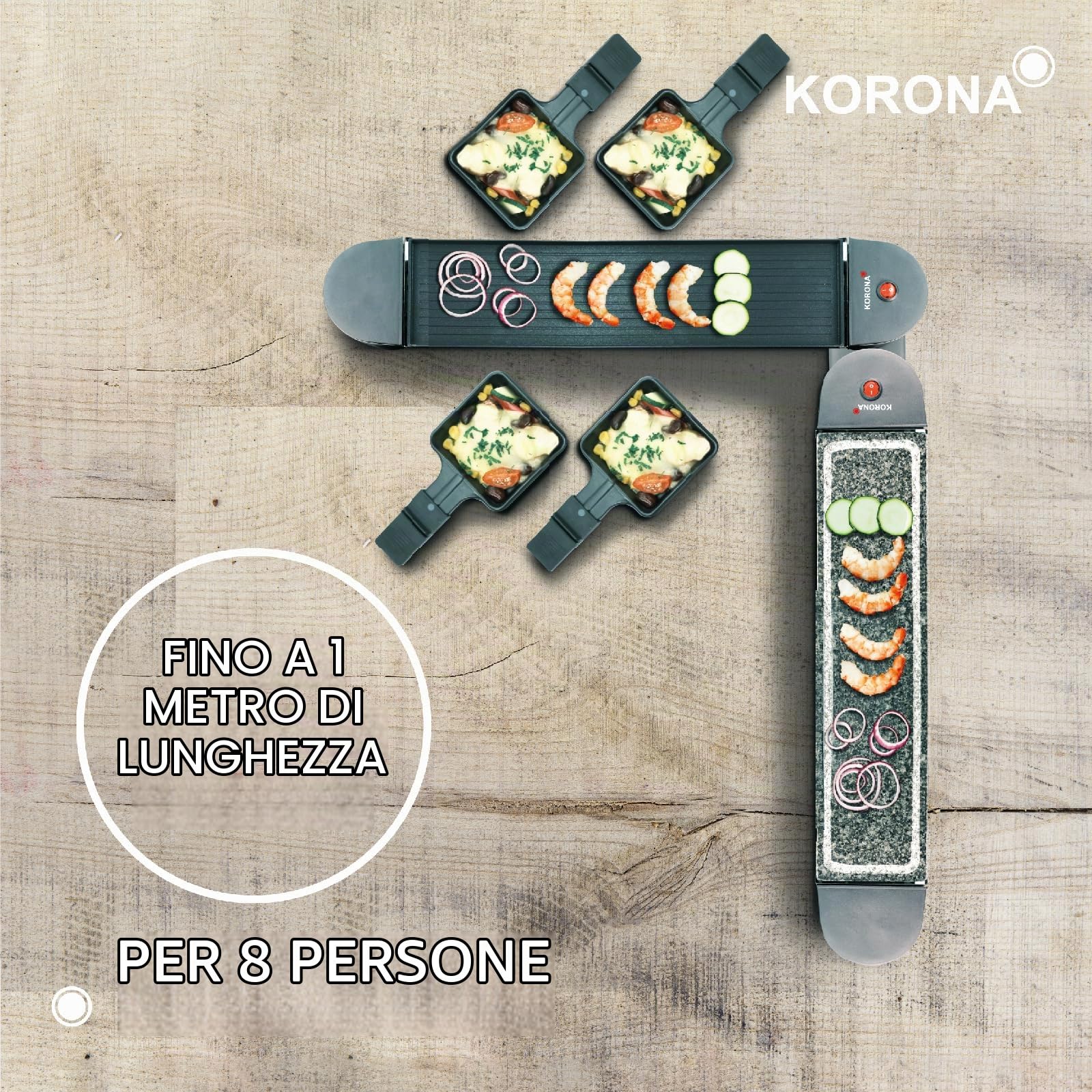 Korona 45071 raclette girevole 8 persone pietra