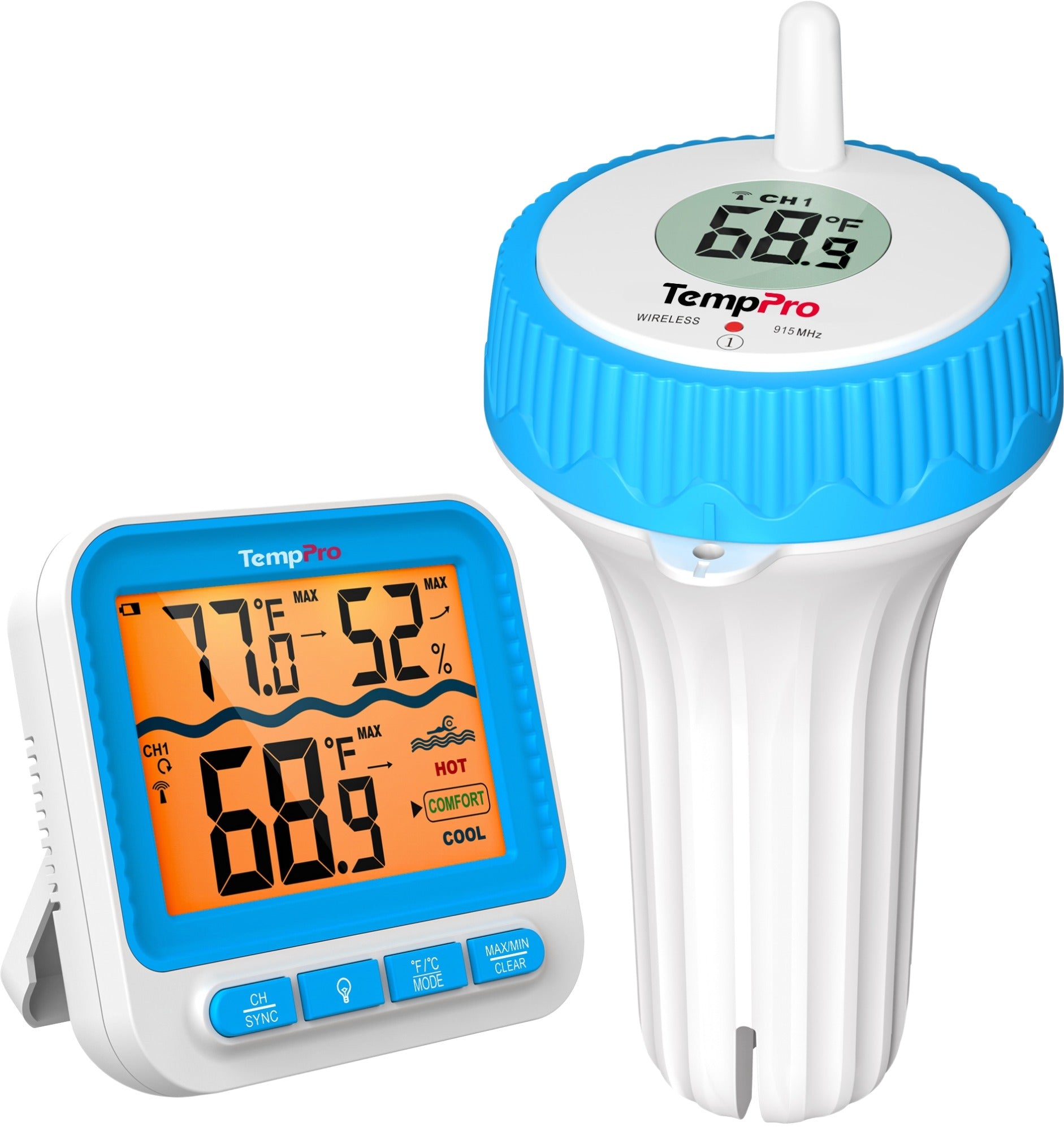 TempPro TP211B Termometro Piscina Wireless 2 Pezzi 150 m