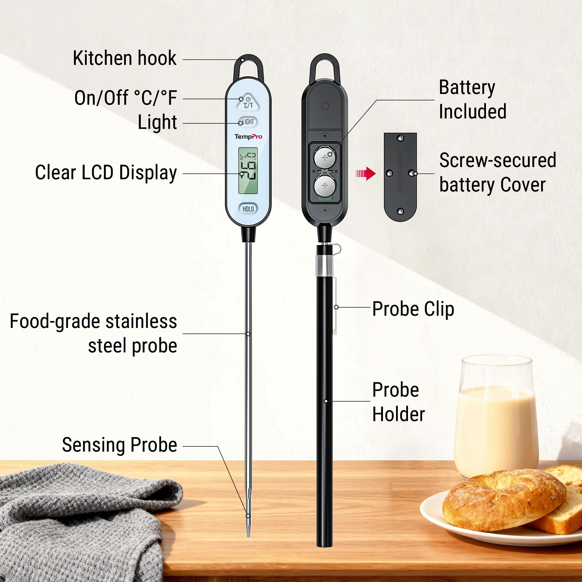 ThermoPro TP515 termometro carne digitale IPX7 sonda 14,5 cm